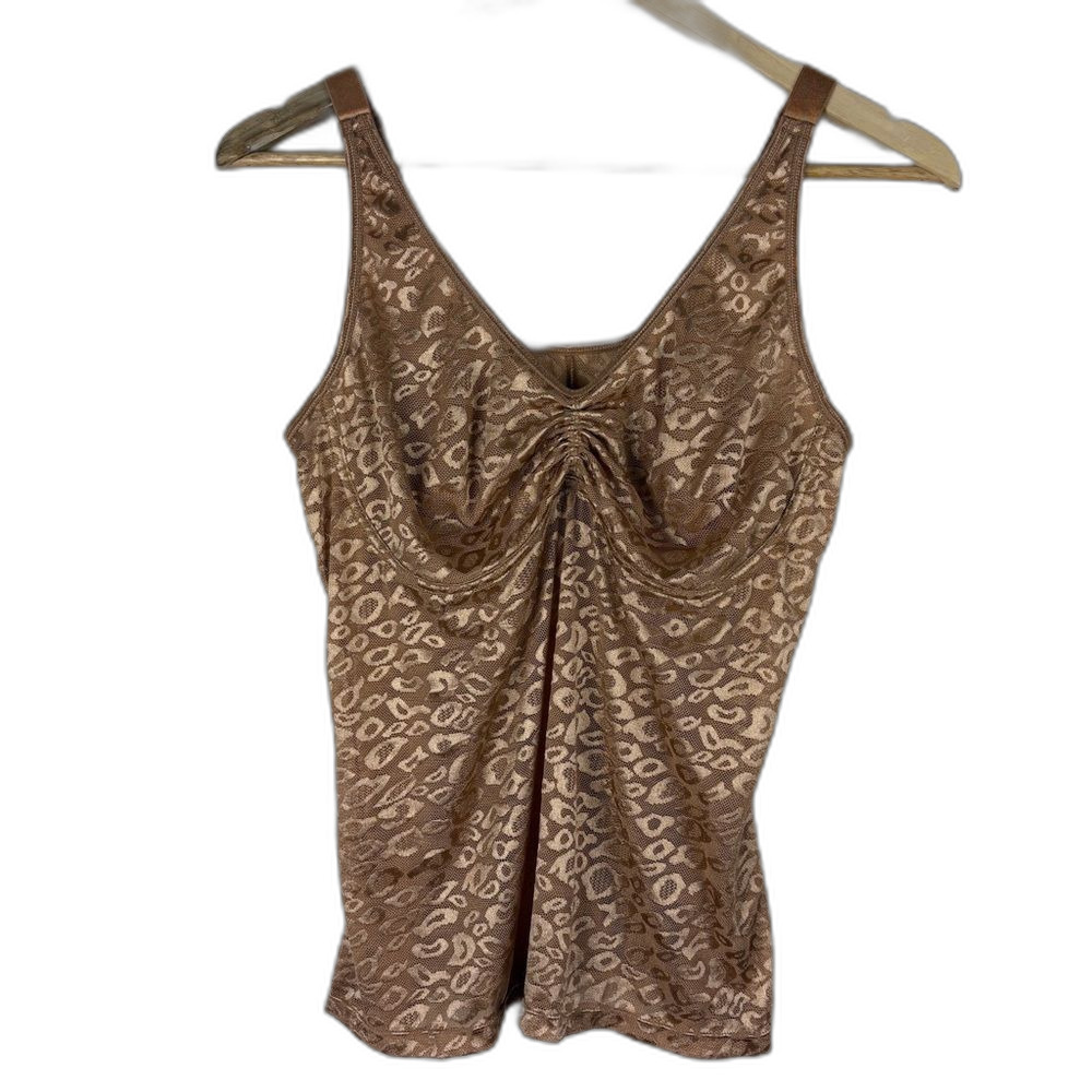 Ruby Ribbon Gold Lace Cami Tank Top Size 42 Wireless Shapewear Support Slimming - Picture 1 of 6